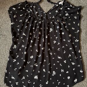 LC Lauren Conrad Black and White Floral Blouse